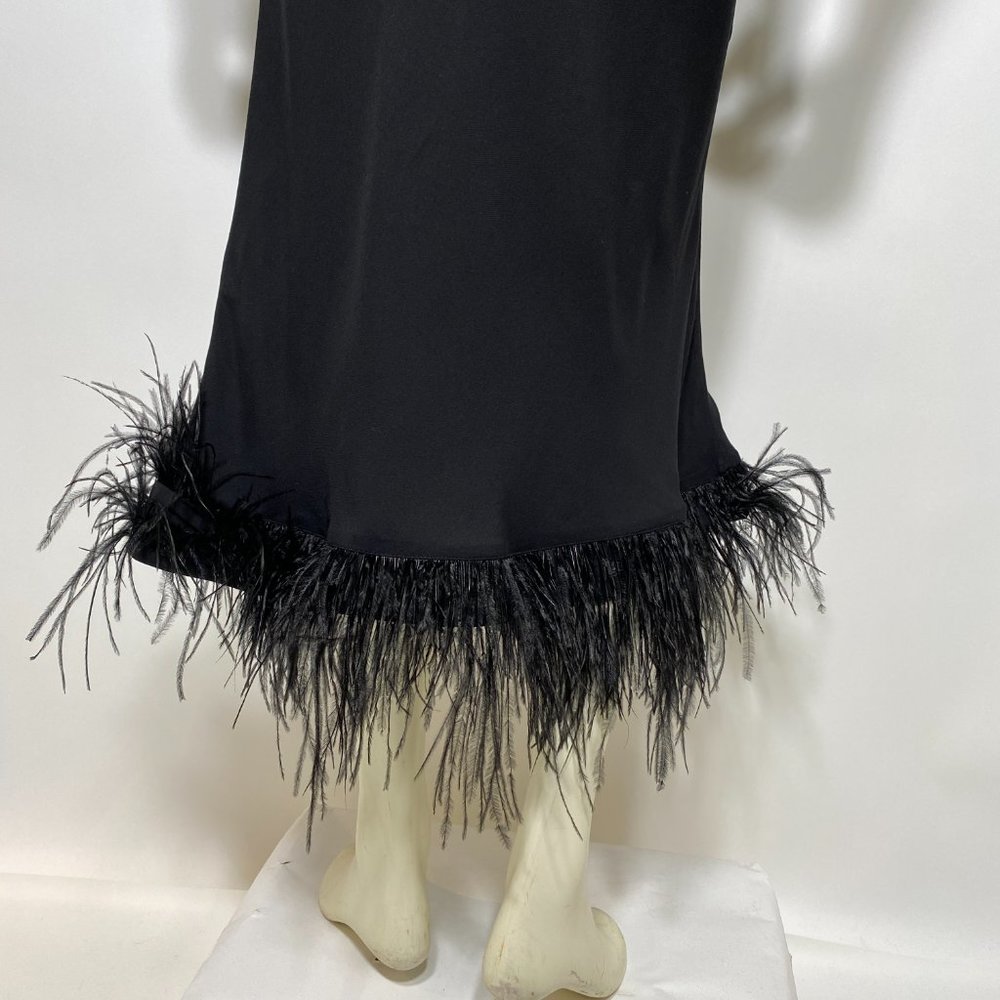 SLEEPER Black Slip Dress w/Feather Trim - Picture 7 of 10